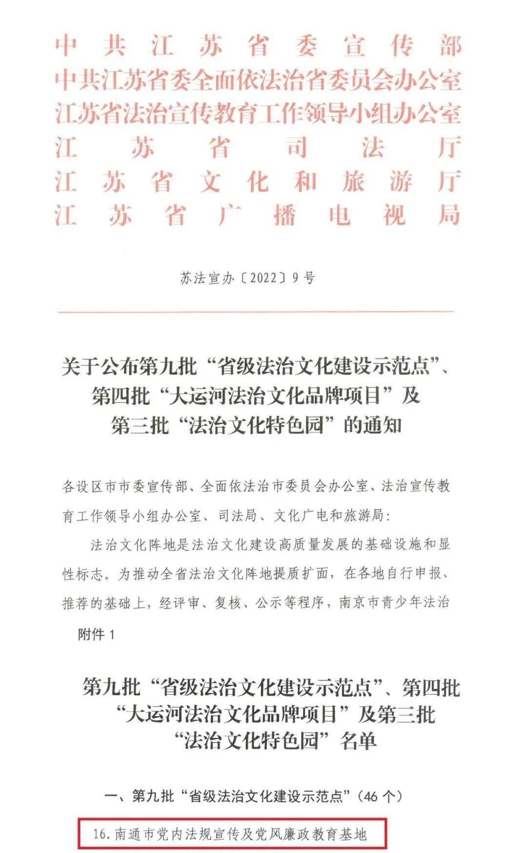 榜上有名｜“南通市党风廉政教育基地”获评“省级法治文化建设示范点”(图2)